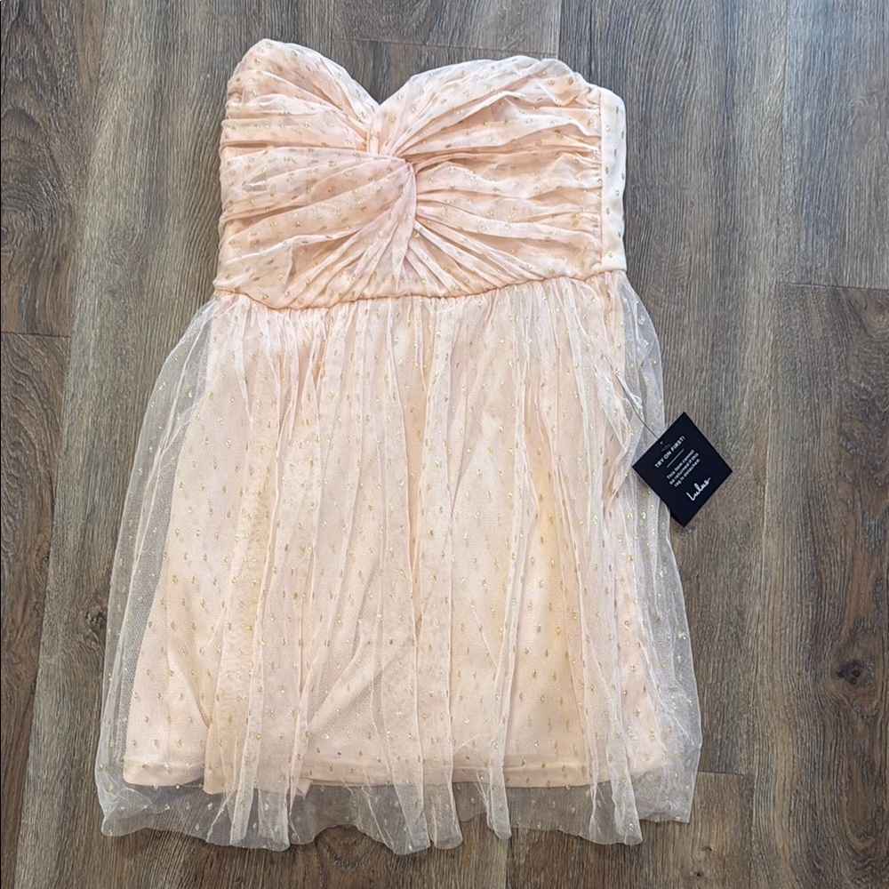 Lulu's Orange Ruched Babydoll Mini Dress Sweetheart Strapless Prom